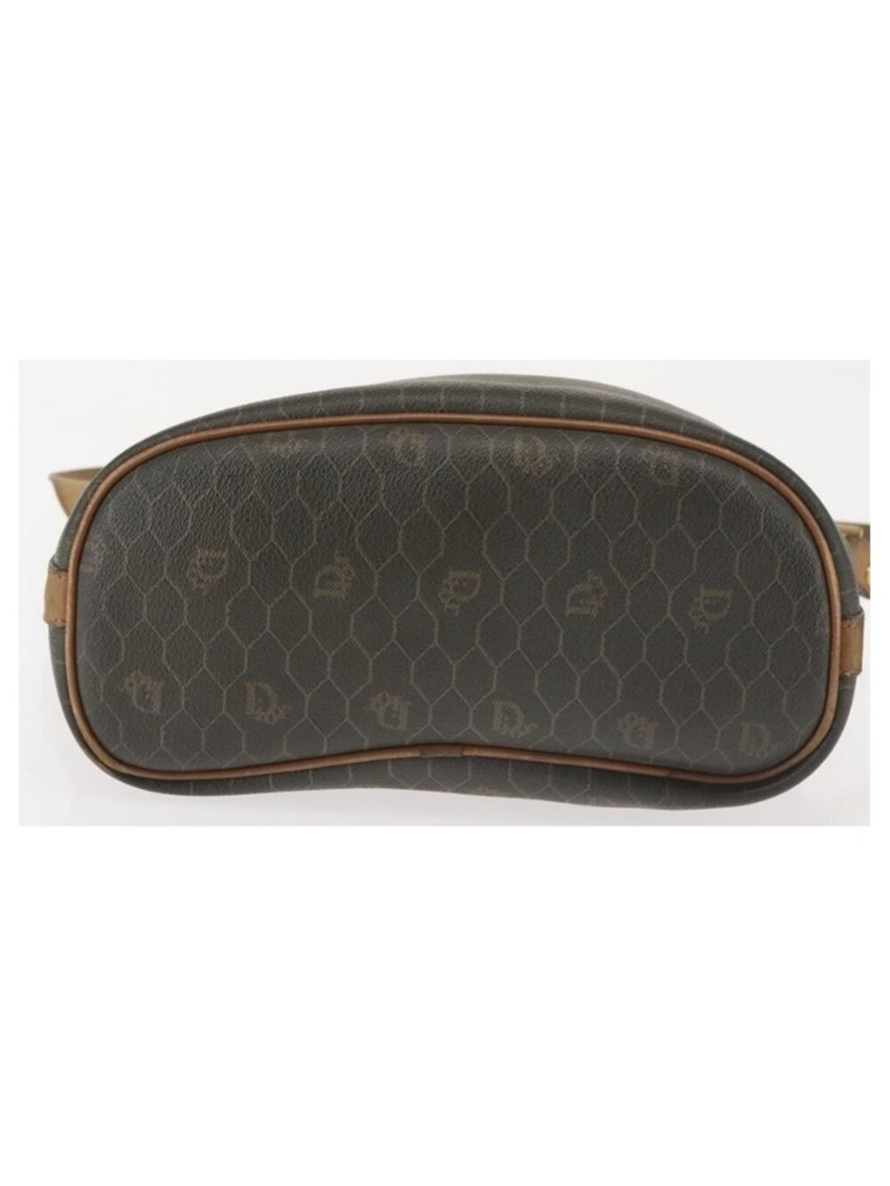 Authentic Christian Dior Honeycomb Canvas Shoulder Bag PVC Black Gold - Picture 14 of 16